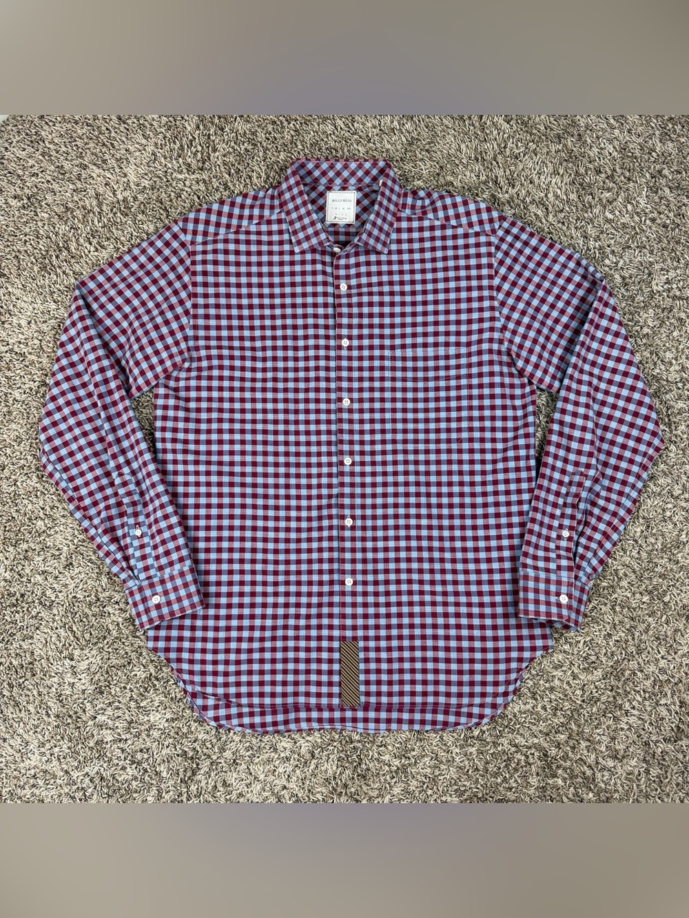 Billy Reid Shirt Mens XL Red Blue Check Button Down Long Sleeve Cotton Italy